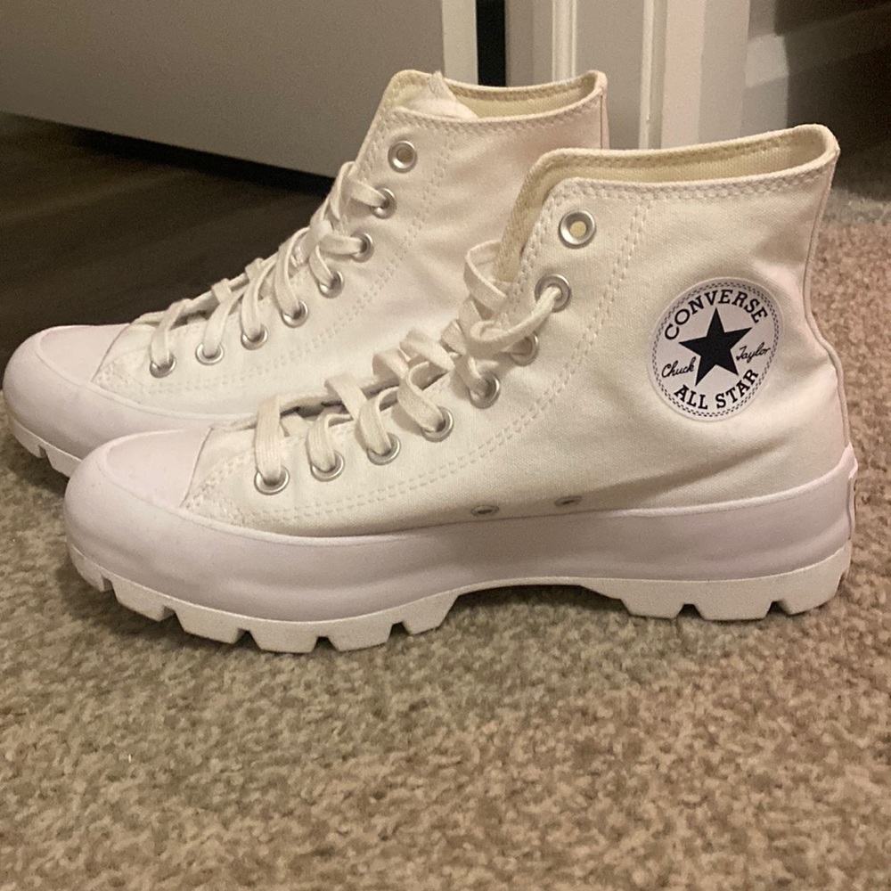 Converse White Lugged High Top Sneakers WORN ONCE